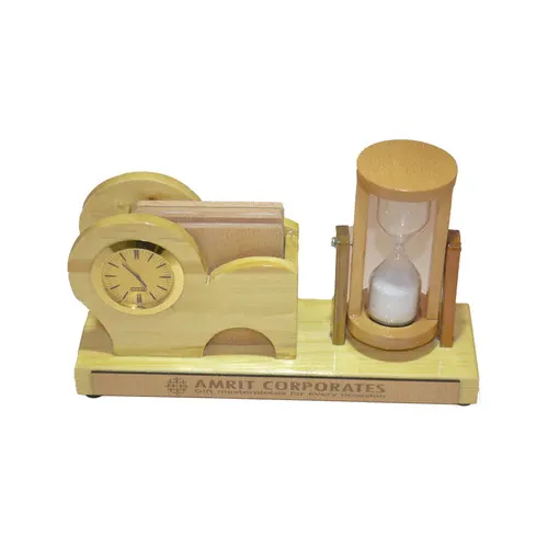 Wooden Hourglass Desk Set