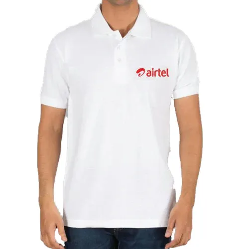 White Polo T-Shirt - Airtel Branded