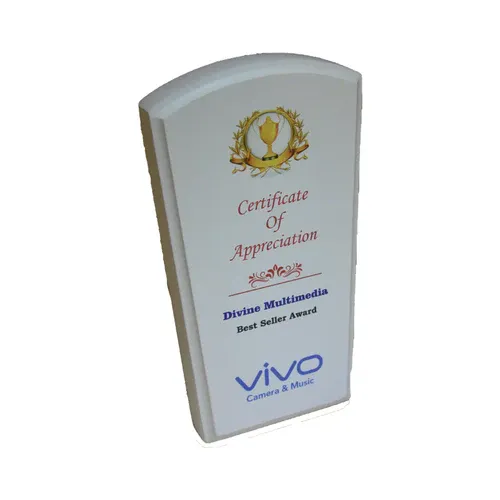 White Tombstone Shape Award Plaque