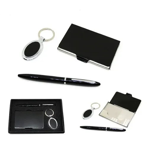 Leather Card Holder & Pen Set
