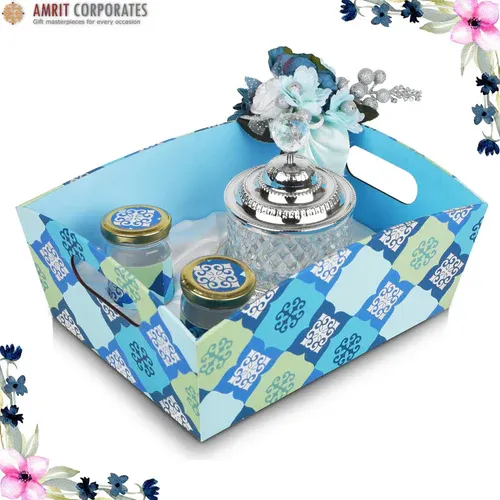 Blue Basket with Crystal Bowl