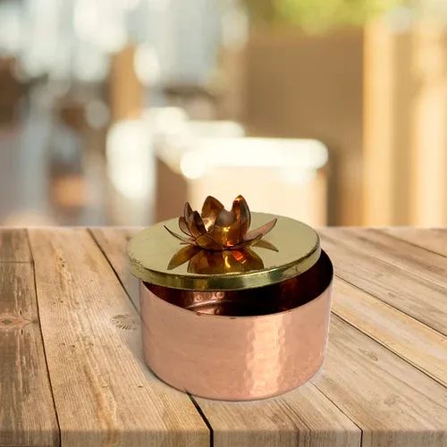 Round Box Pair - Brass with Star Topper