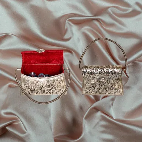 Jewellery Pouch Pair - Red & Silver