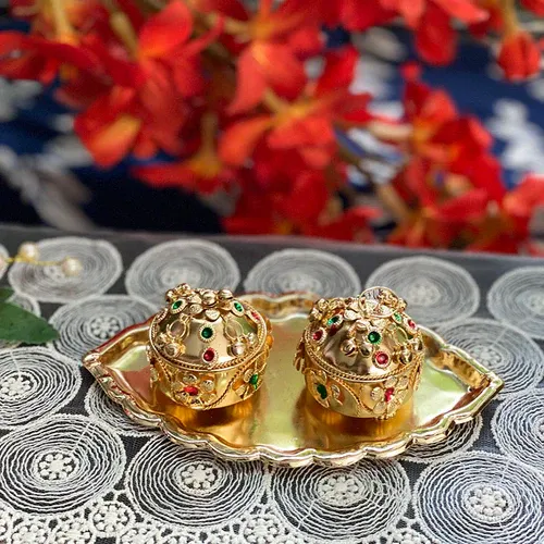 Gold Tray with Candles