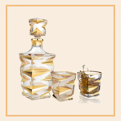 Whiskey Glass Set - Gold Rim