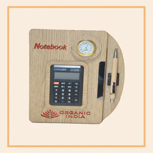 Wooden Notebook with Calculator