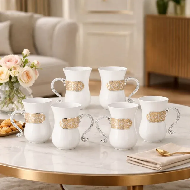 Set of 6 Mugs with Holder Peach