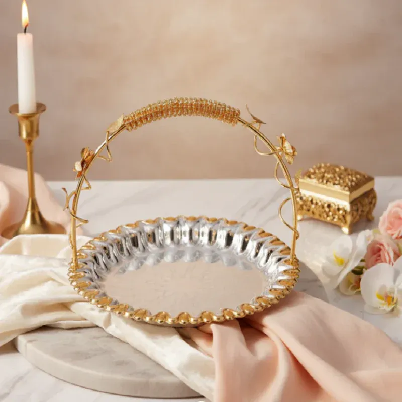 Flower Design Round Basket Dual tone
