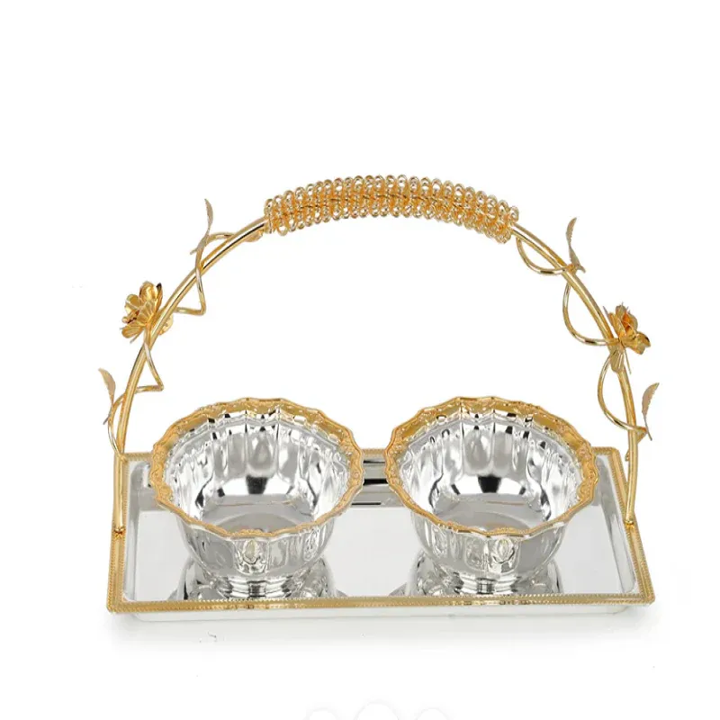 Flower Design Basket with 2 Bowls
