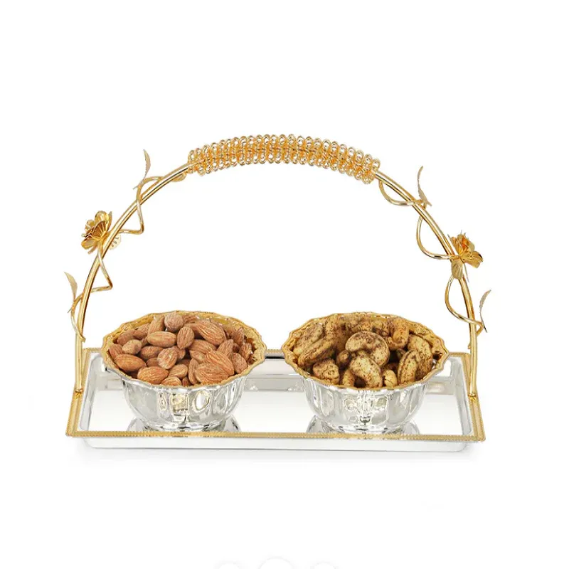 Flower Design Basket with 2 Bowls