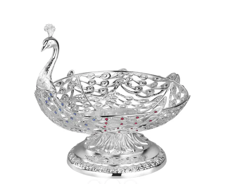 Peacock Bowl with Crystal Colored
