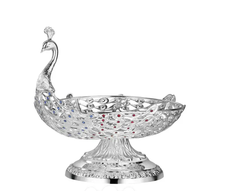 Peacock Bowl with Crystal Colored