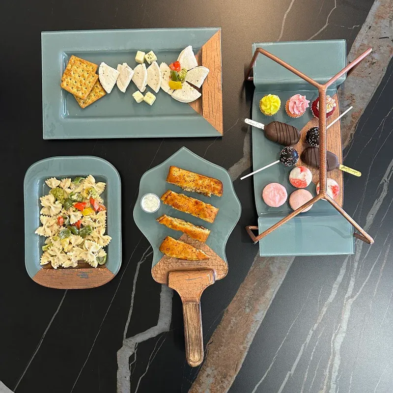 Gray & Copper platter Set of 4