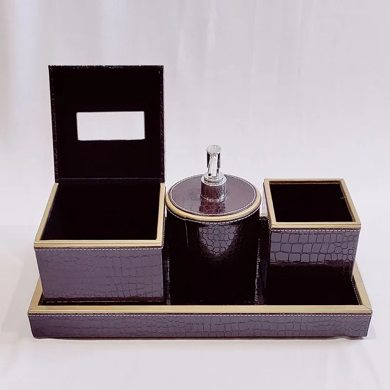 Leatherite Bathroom Set