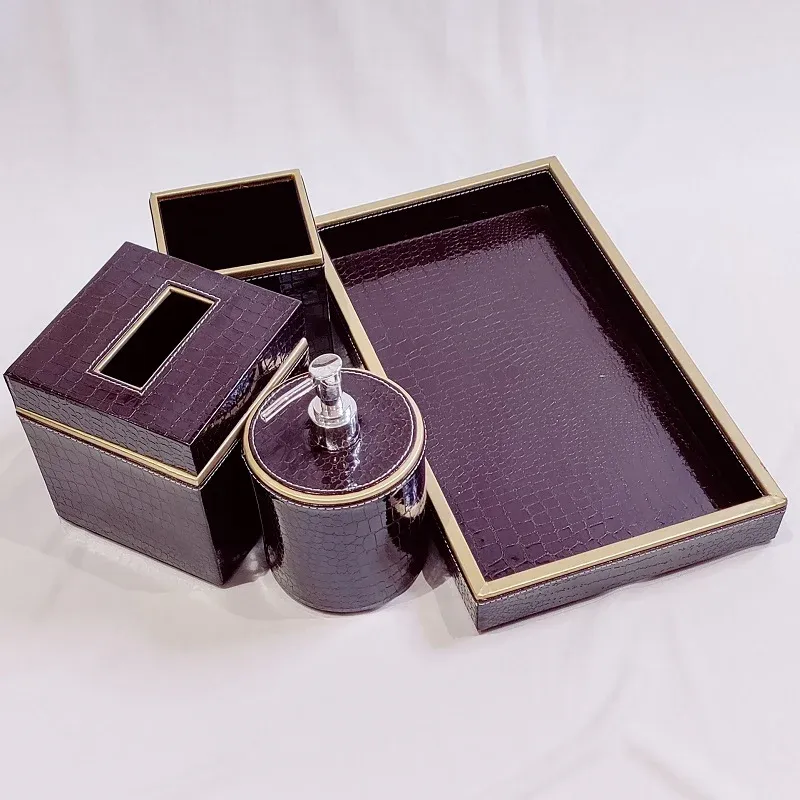 Leatherite Bathroom Set