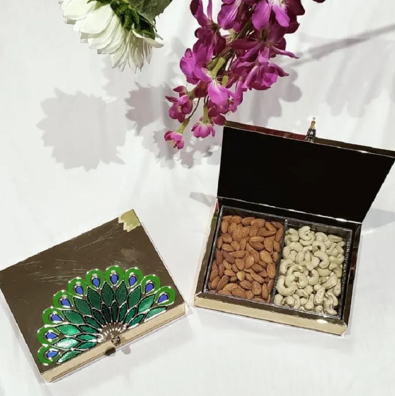 Set of 2 peacock dry fruit box