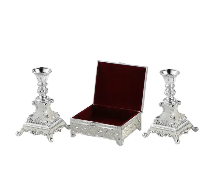 Set of 2 Candle stand & jewellery box MOP