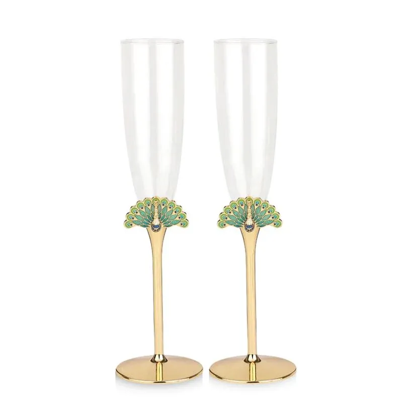 Peacock Champagne Glass Set of 2