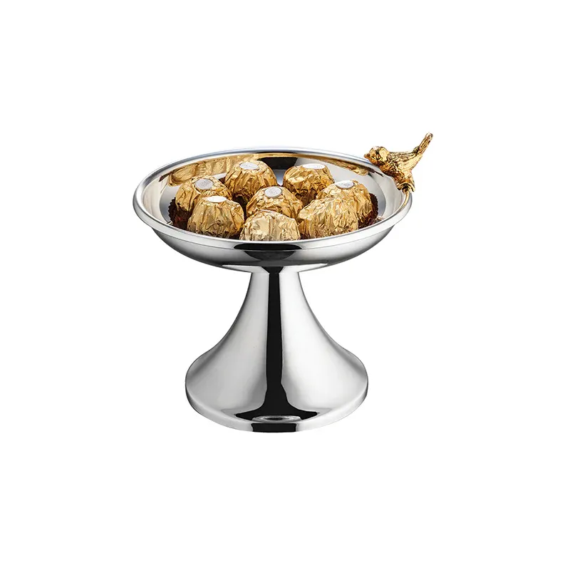 Silver Plated Fruit Bowl With Bird