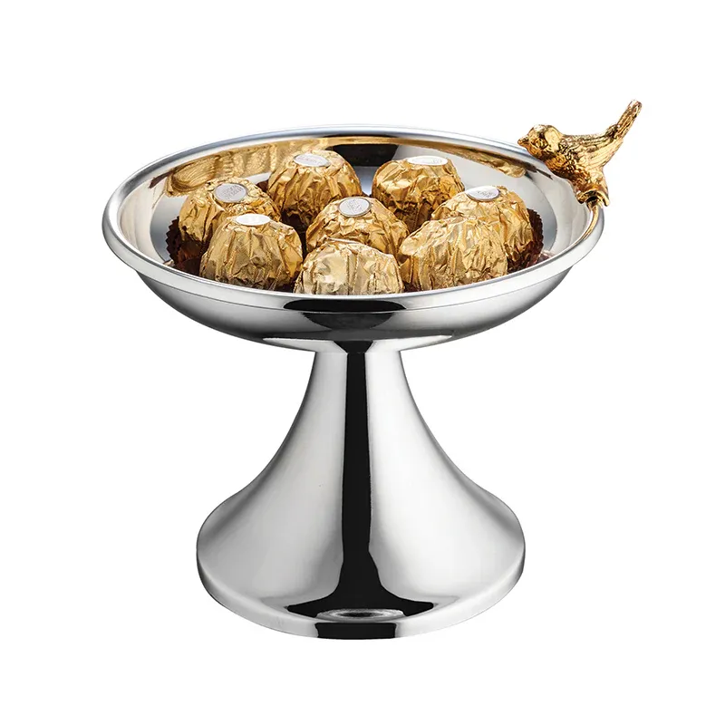 Silver Plated Fruit Bowl With Bird