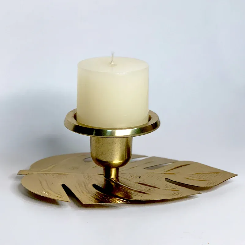 Golden Leaf Candle Stand